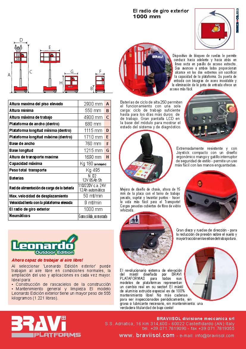 Características técnicas Bravi Leonardo 2